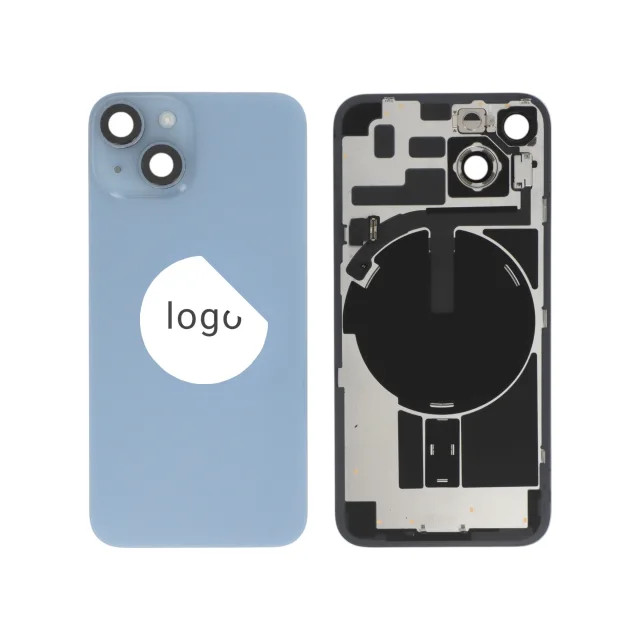Complete Blue Back Glass with Components for iPhone 14, Pulled A