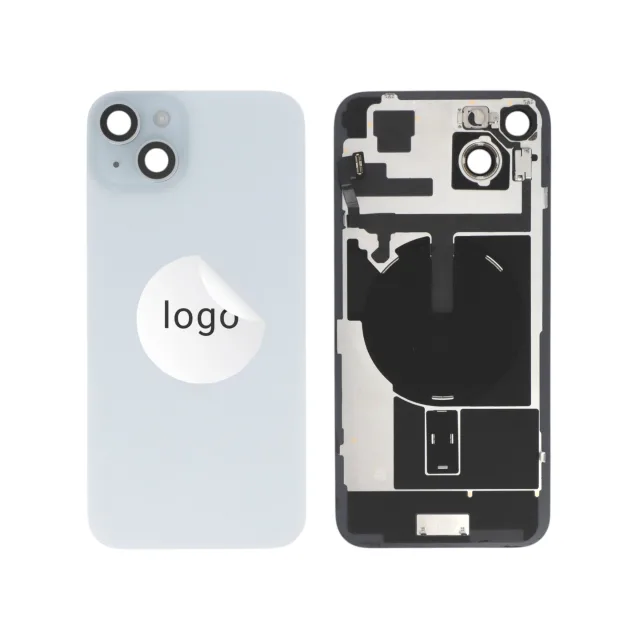 Complete Back Glass Blue with Components for iPhone 15 Plus Pulled A