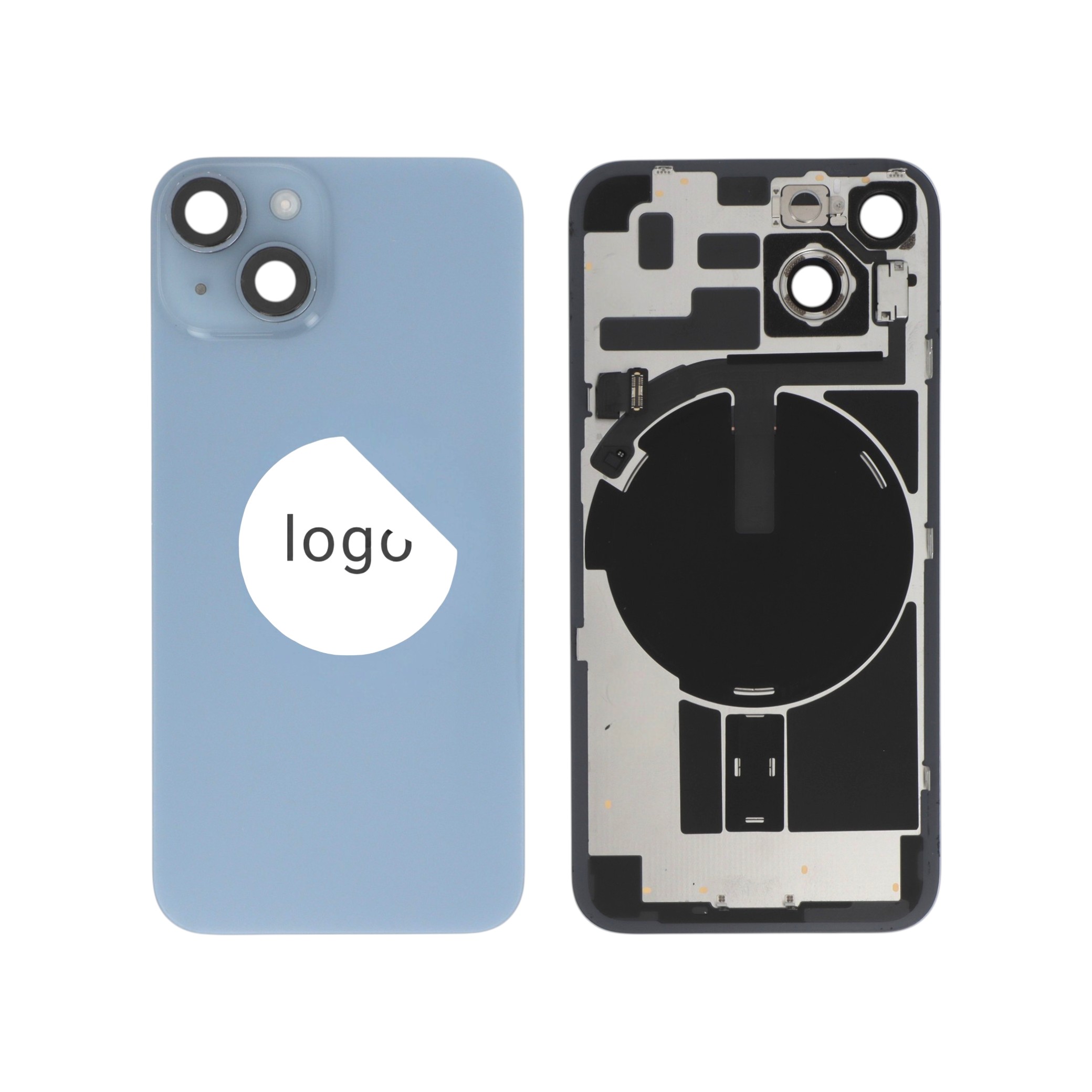 Sticlă capac spate complet albastru cu componente iPhone 14, Pulled A