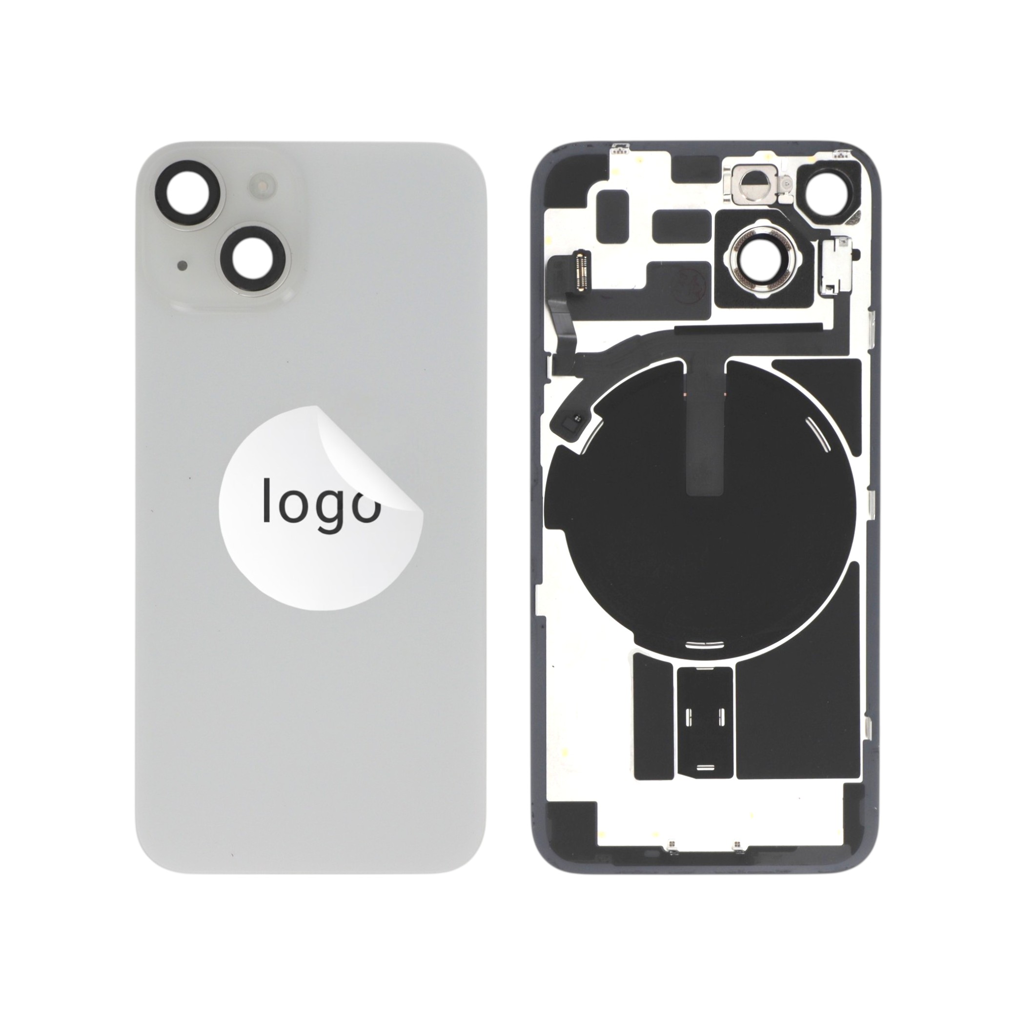 Sticlă capac spate complet Starlight iPhone 14, Pulled A, cu componente