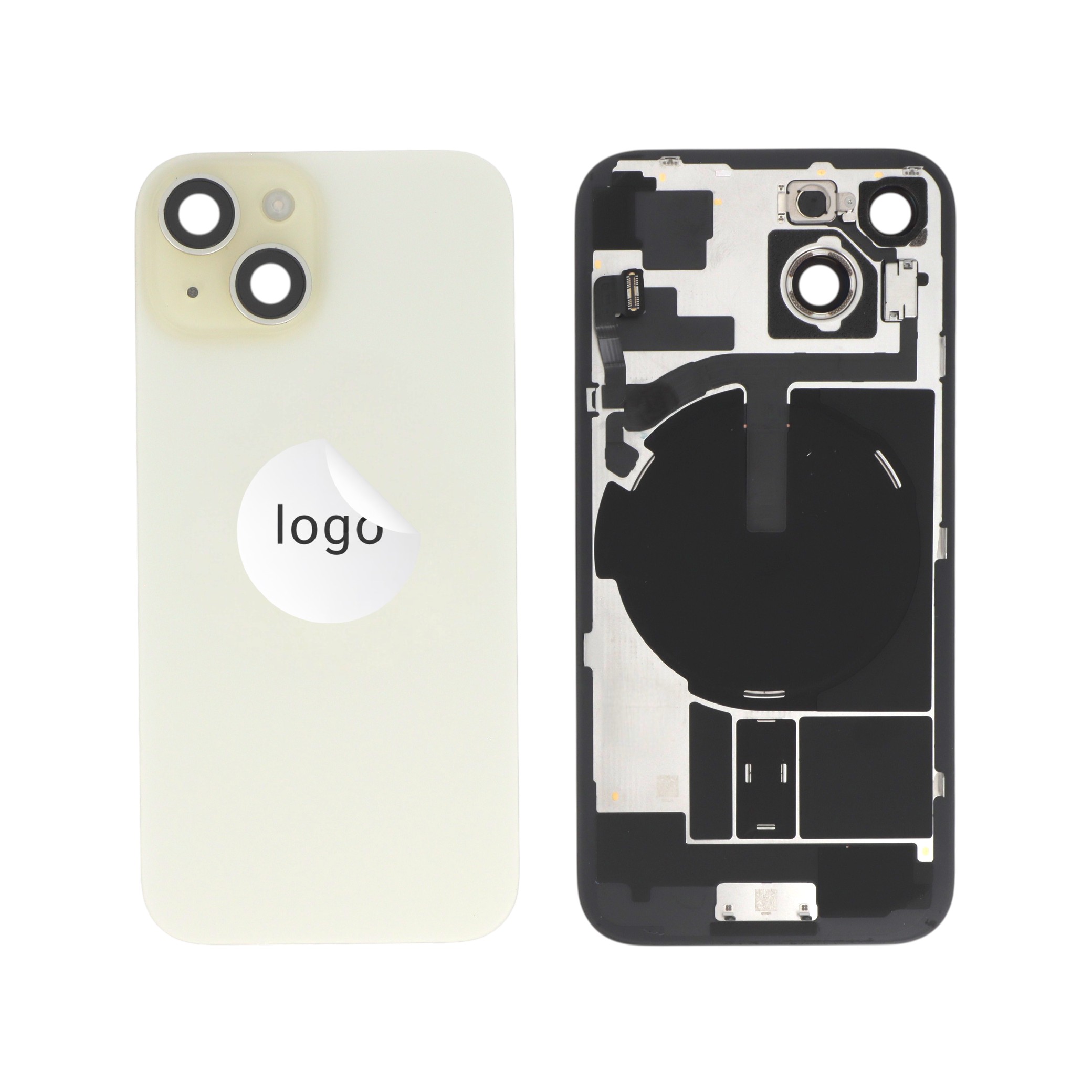Sticlă capac spate complet galben cu componente iPhone 15 Pulled A