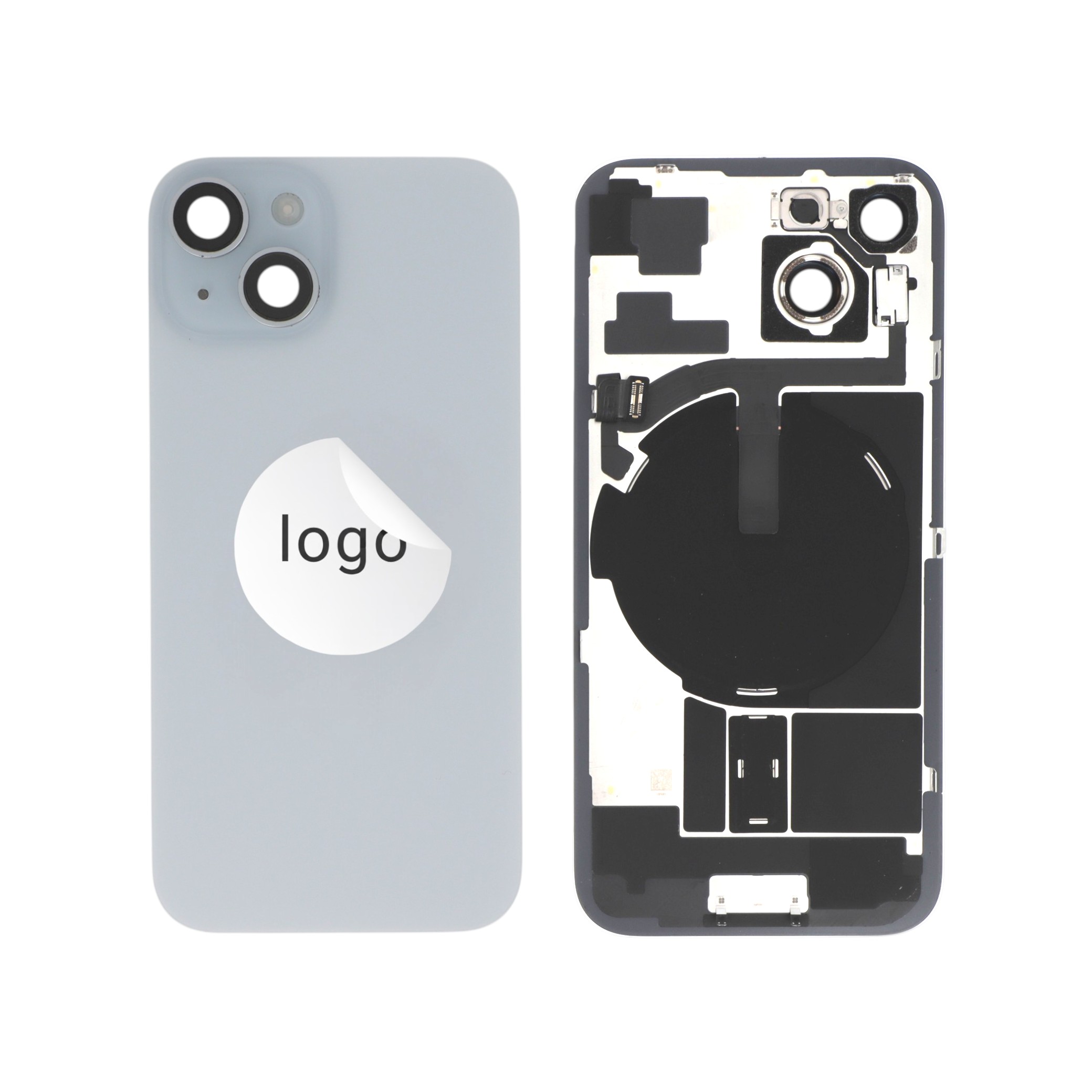 Sticlă capac spate Complet Albastru cu Componente iPhone 15 (Pulled A)