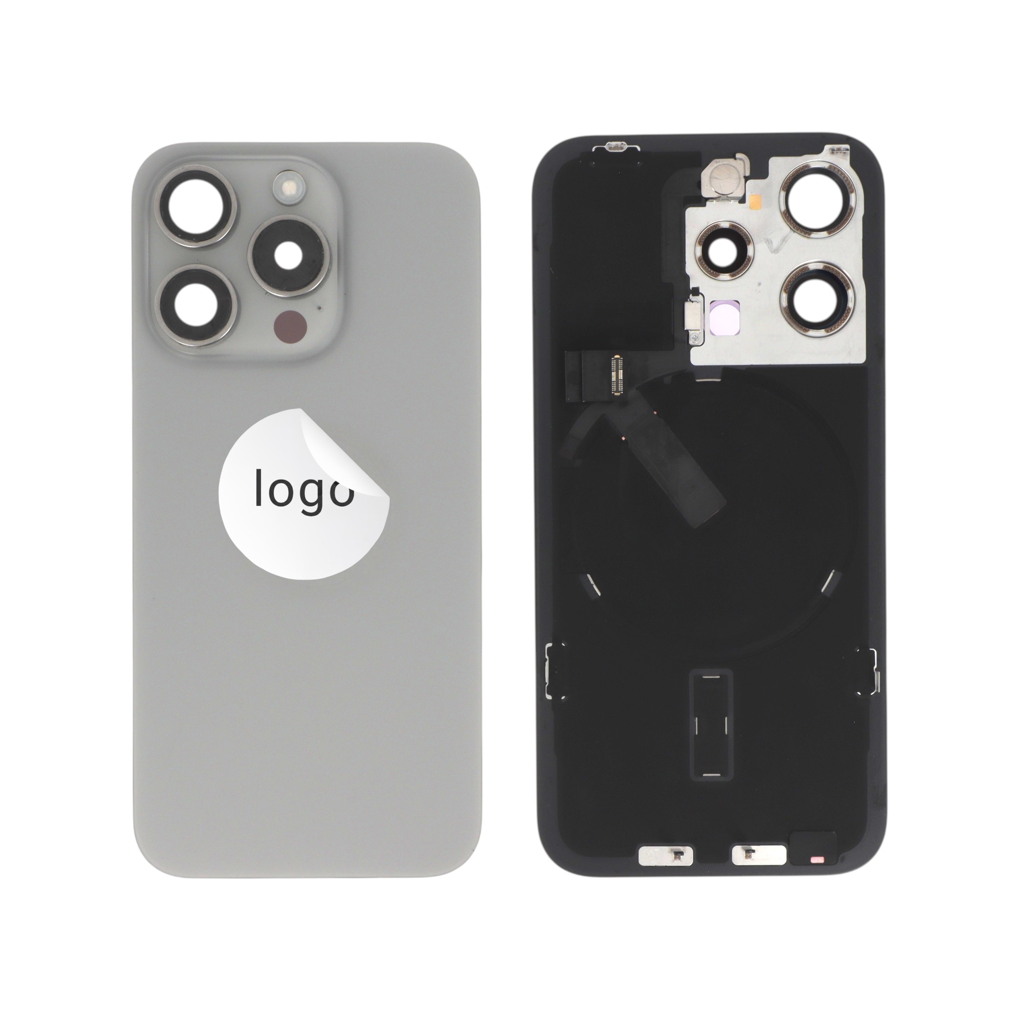 Capac spate Natural Titanium cu componente iPhone 15 Pro, Pulled A