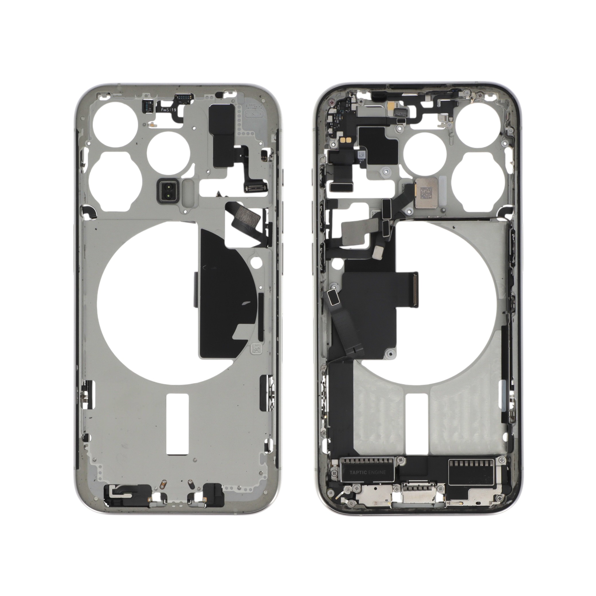 Midframe White Titanium cu componente iPhone 15 Pro, Pulled A