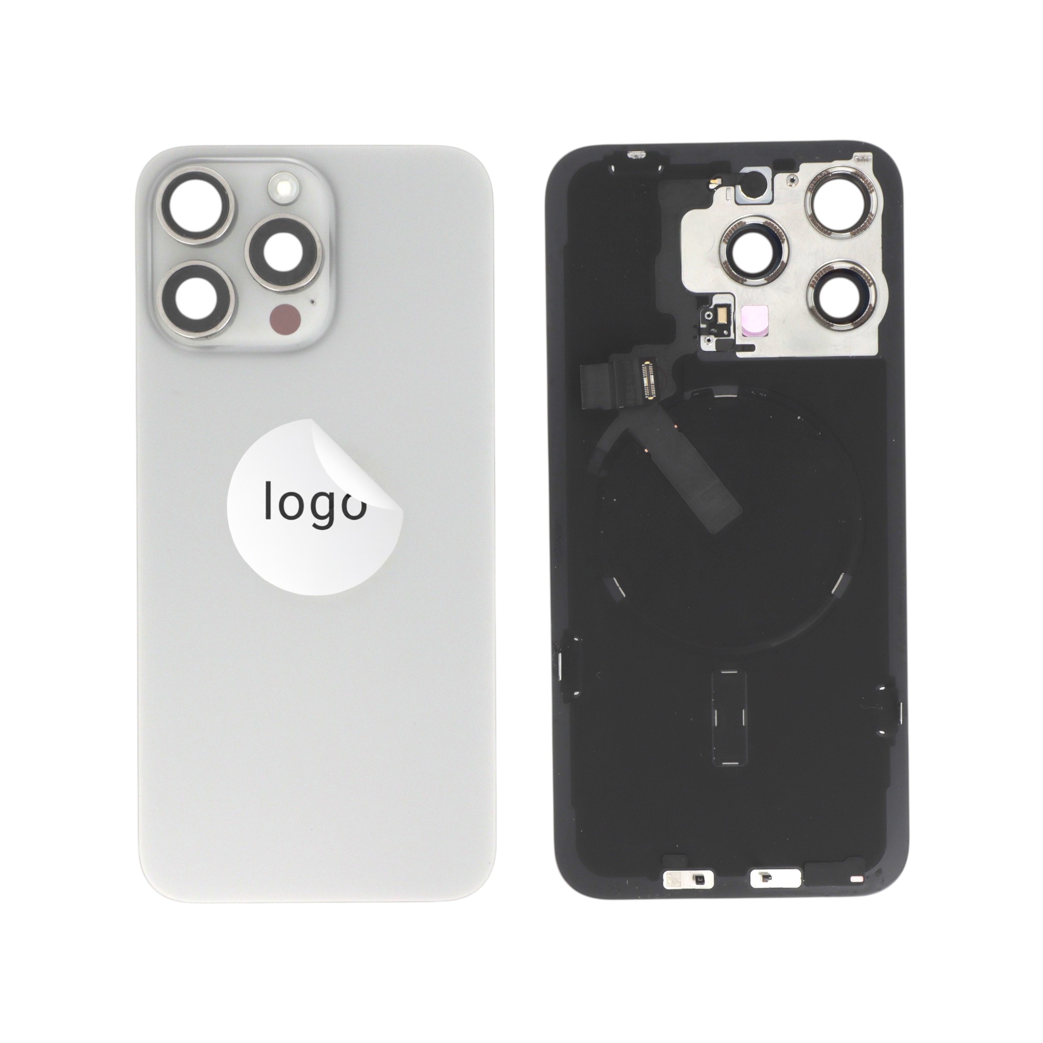 Capac spate Natural Titanium iPhone 15 Pro Max cu componente, Pulled A