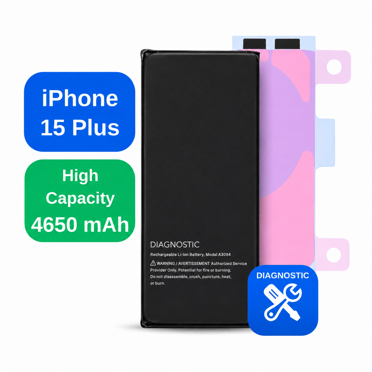 Baterie iPhone 15 Plus 4650 mAh High Capacity Diagnostic cu diagnoză