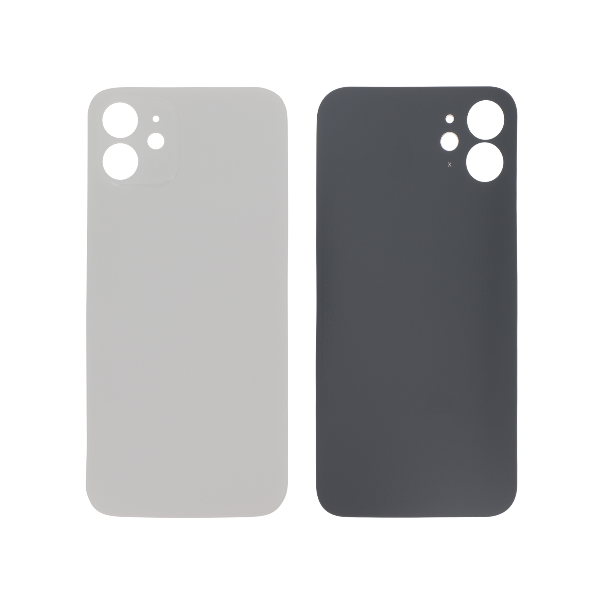 Sticlă capac spate Silver fara logo iPhone 12 (Large Hole)