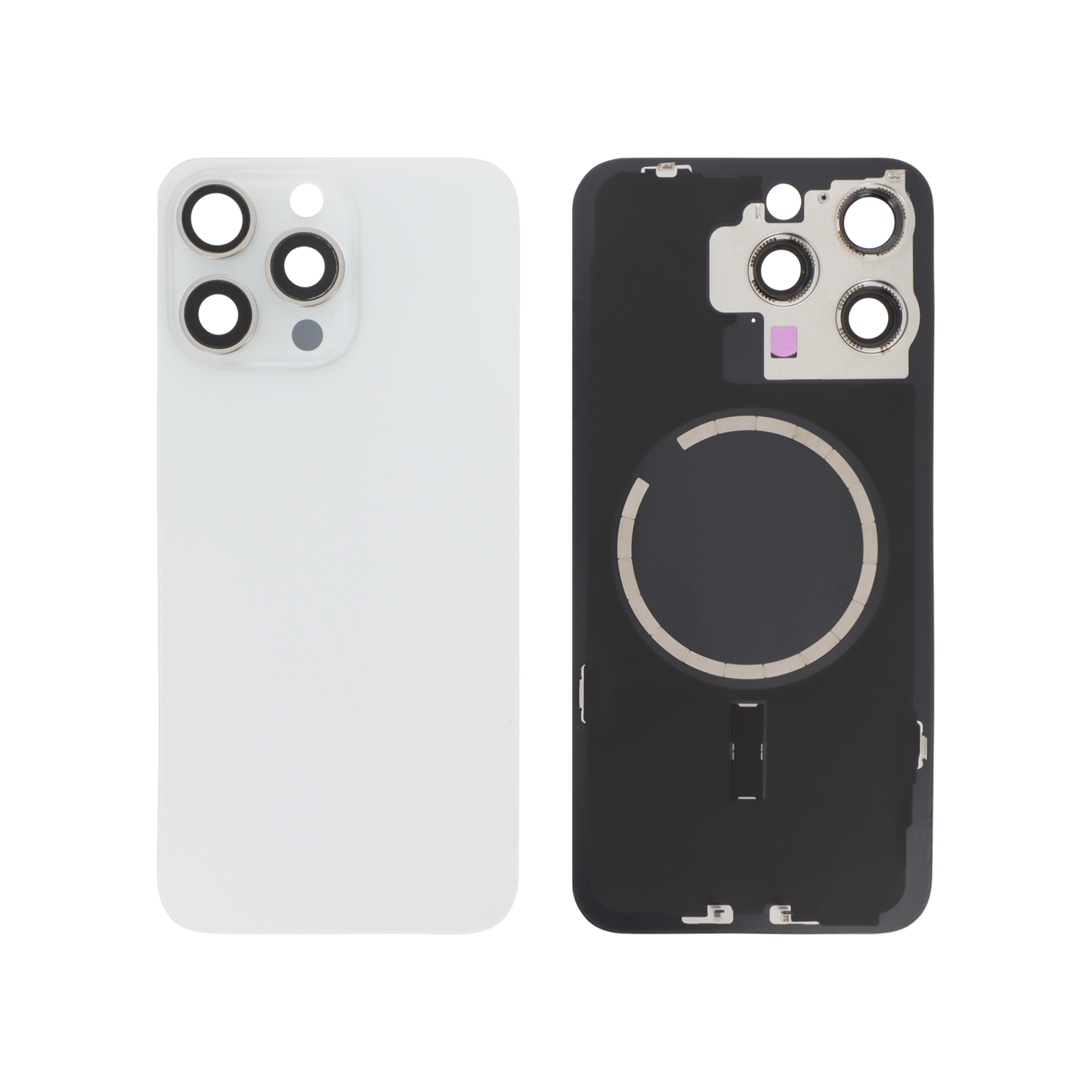 Capac spate White Titanium cu MagSafe fara logo iPhone 15 Pro Max