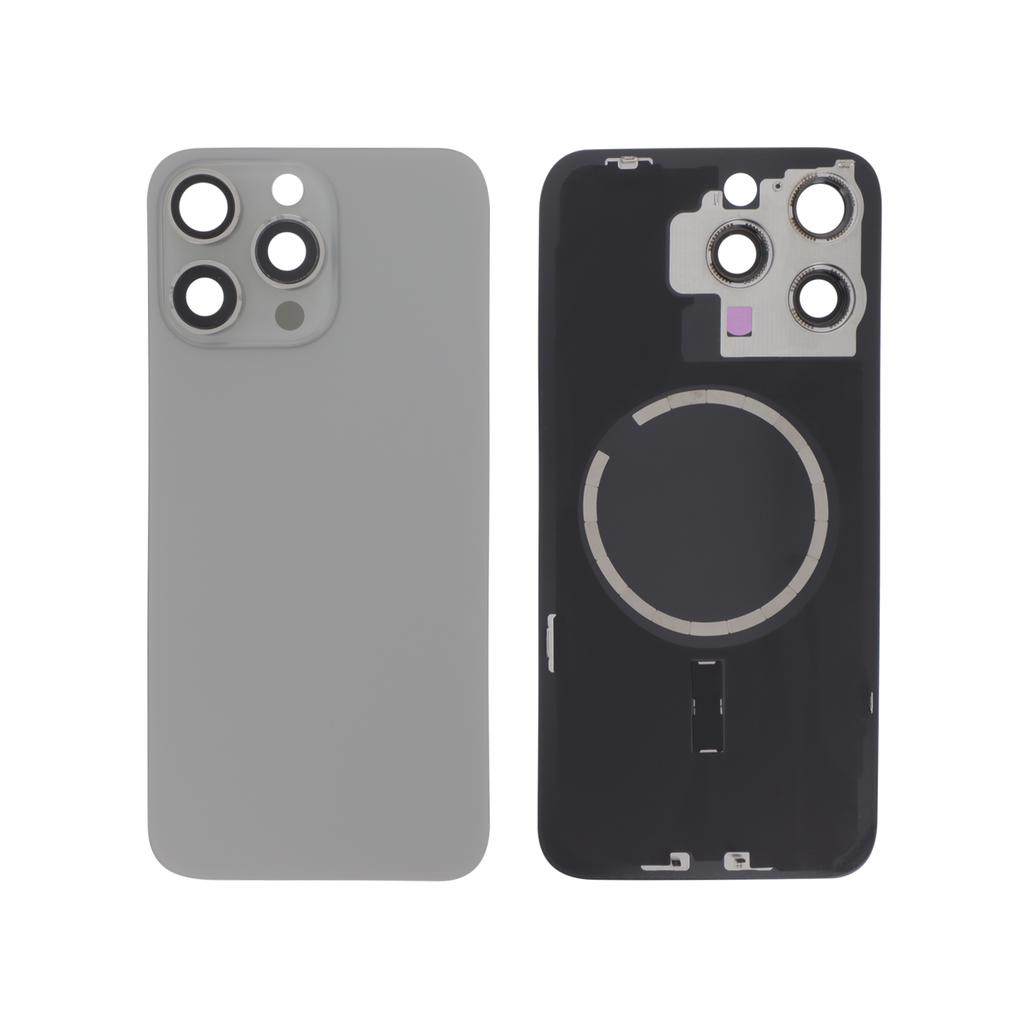 Capac spate iPhone 15 Pro Max Natural Titanium cu MagSafe fara logo