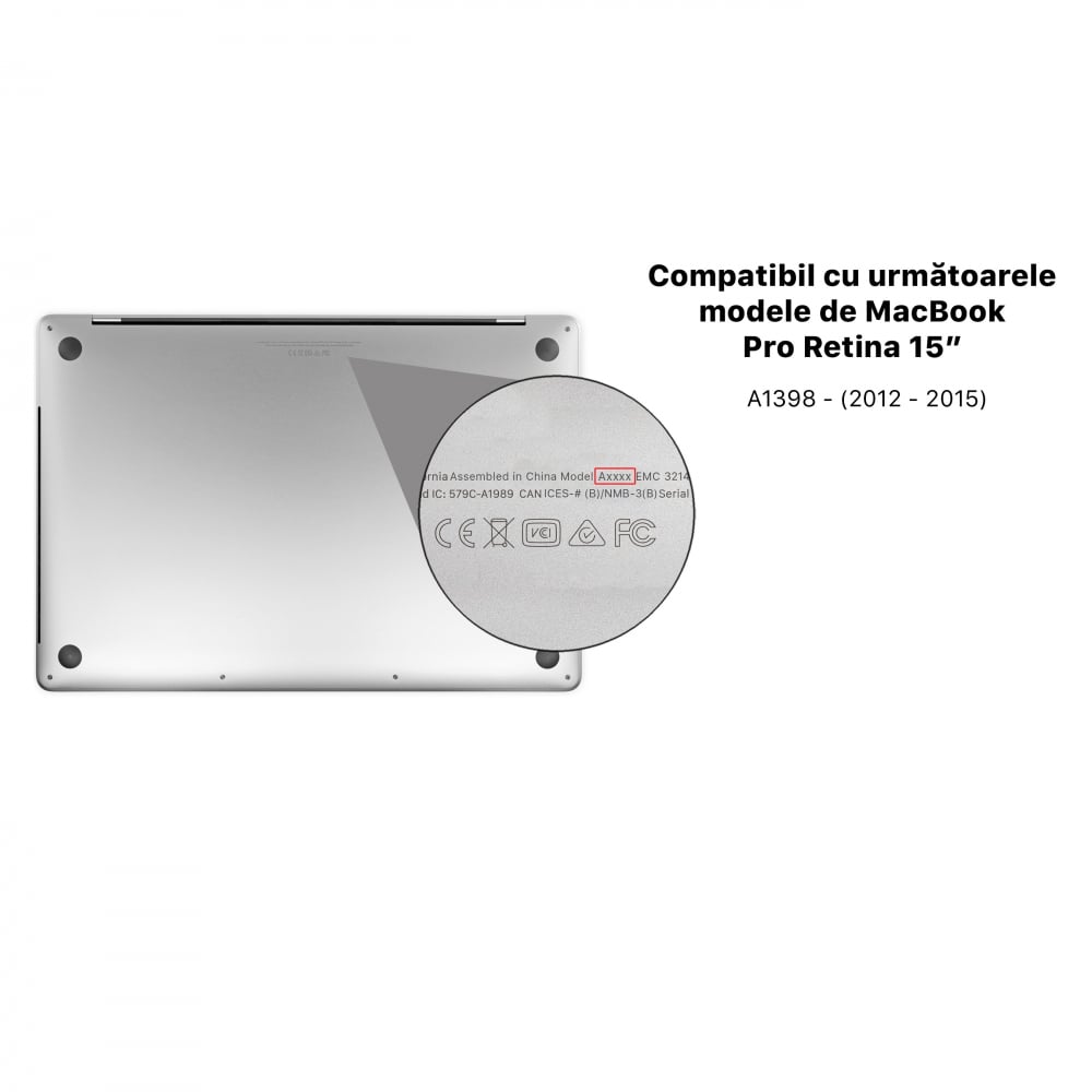 Carcasa de protectie pentru MacBook Pro 15-inch A1398 - Negru Transparent