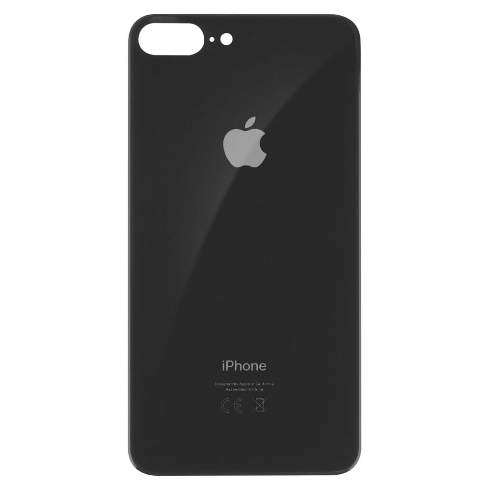 Sticla spate compatibila Apple iPhone 8 Plus Space Grey Big Hole