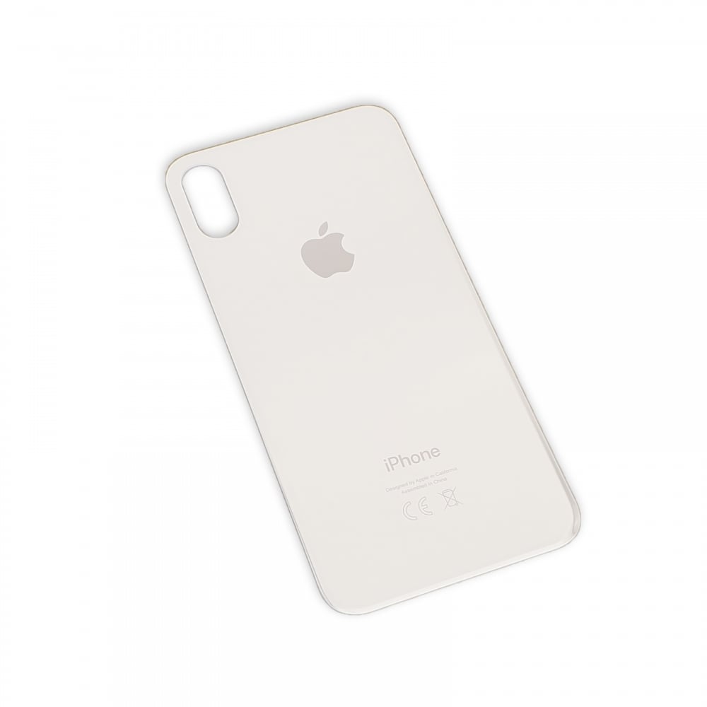 Sticla spate compatibila Apple iPhone X Alb Big Hole