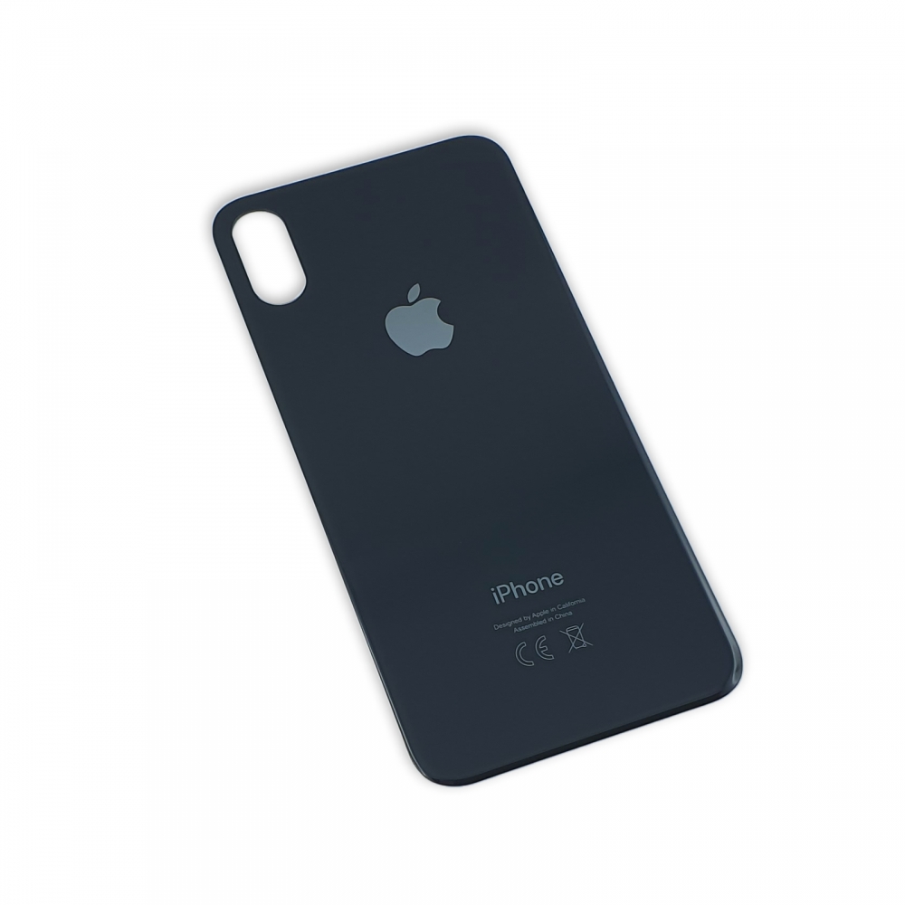 Sticla spate compatibila Apple iPhone X Negru Big Hole