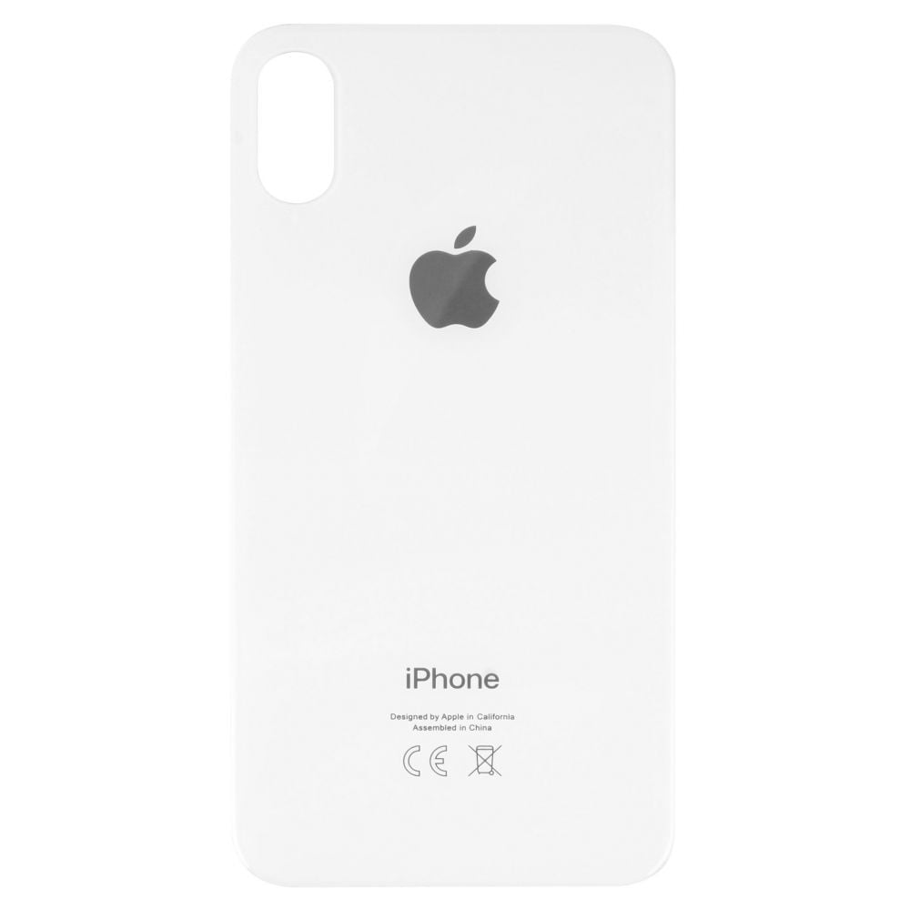 Sticla spate compatibila Apple iPhone XS, Alb, Big Hole