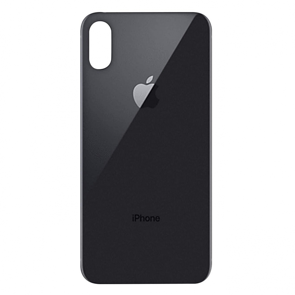 Sticla spate compatibila Apple iPhone XS Max Space Grey Big Hole