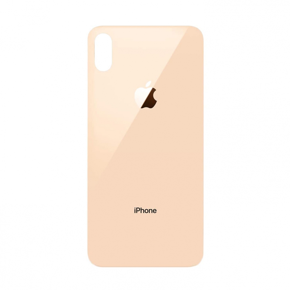 Sticla spate compatibila Apple iPhone XS Max Gold Big Hole
