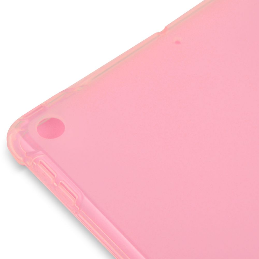 Husă magnetică cu spate transparent, colțuri întărite și suport Stylus iPad 7 / 8 10.2 inch Roz