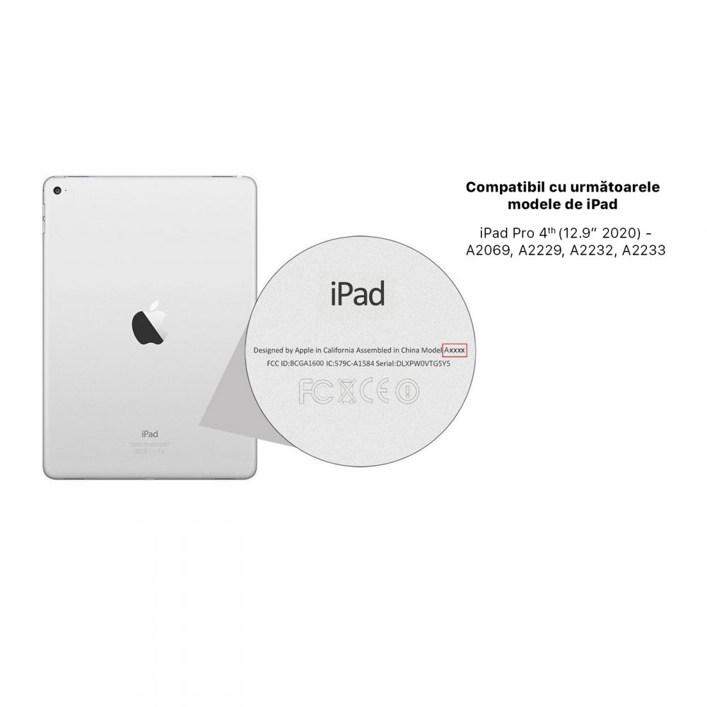 Husă Flip Magnetică cu suport Stylus Stylus iPad Pro 12.9 2020 Roz