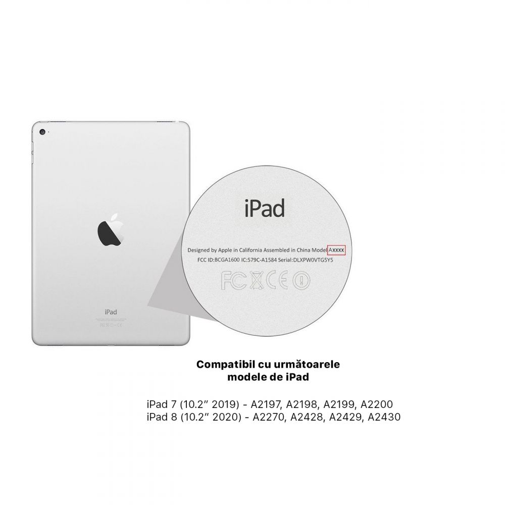 Husă magnetică cu spate transparent și colțuri întărite iPad 7 / 8 10.2 inch - Dark Green