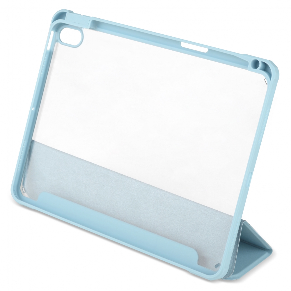 Husă magnetică cu spate acrilic, colțuri întărite și suport Stylus iPad Air 4 10.9, Haze Blue