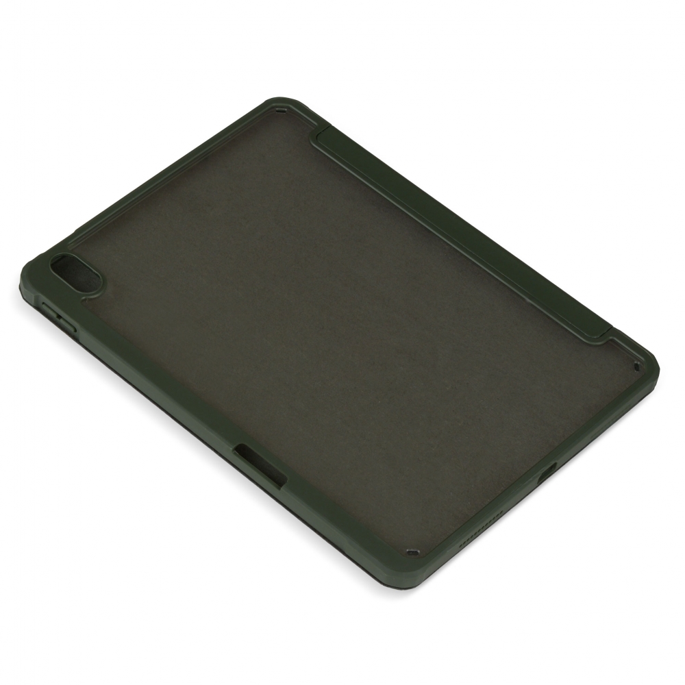 Husă magnetică cu spate acrilic, colțuri întărite și suport Stylus iPad Air 4 10.9, Army Green