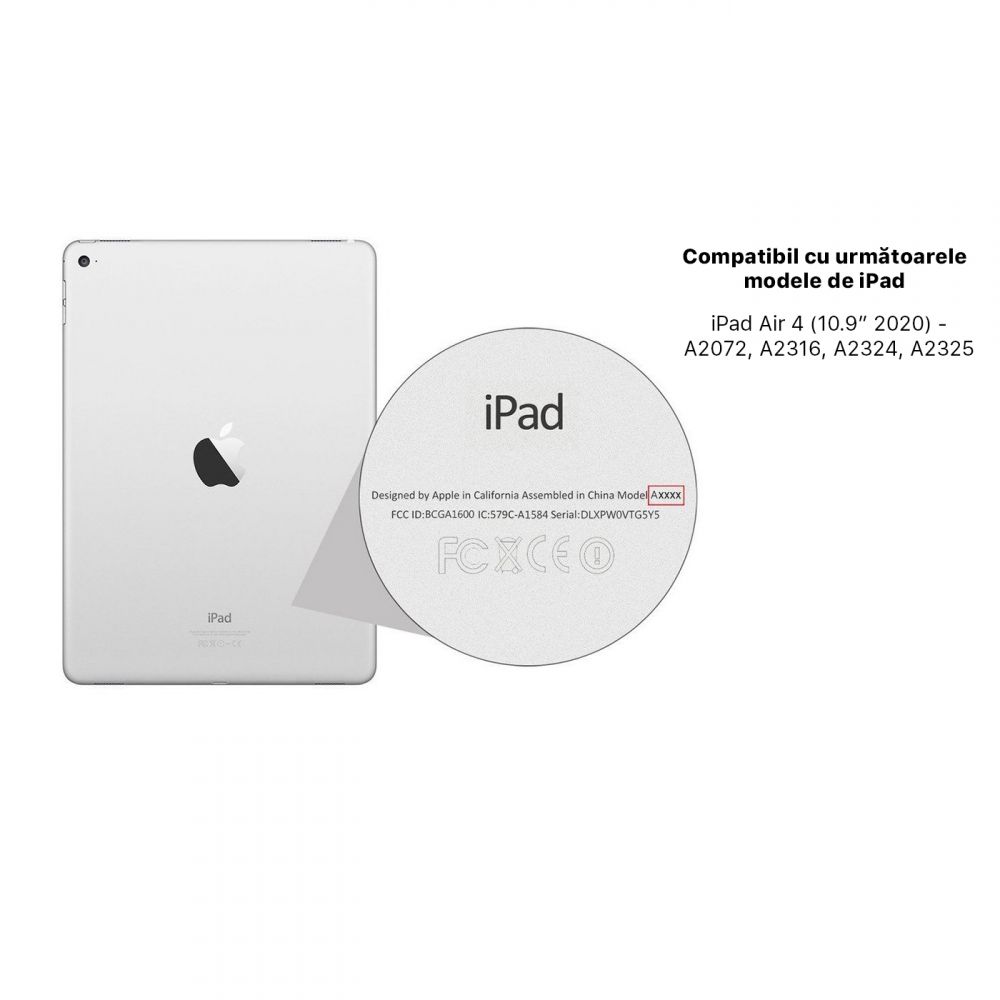 Husa magnetica cu spate acrilic, colturi intarite si suport Stylus iPad Air 4 10.9 Roz