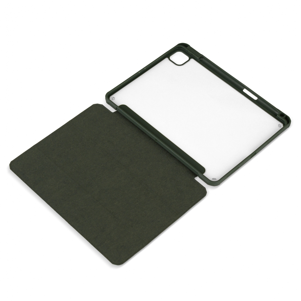 Husă magnetică cu spate acrilic, colțuri întărite și suport Stylus iPad Pro 11 2020, Army Green