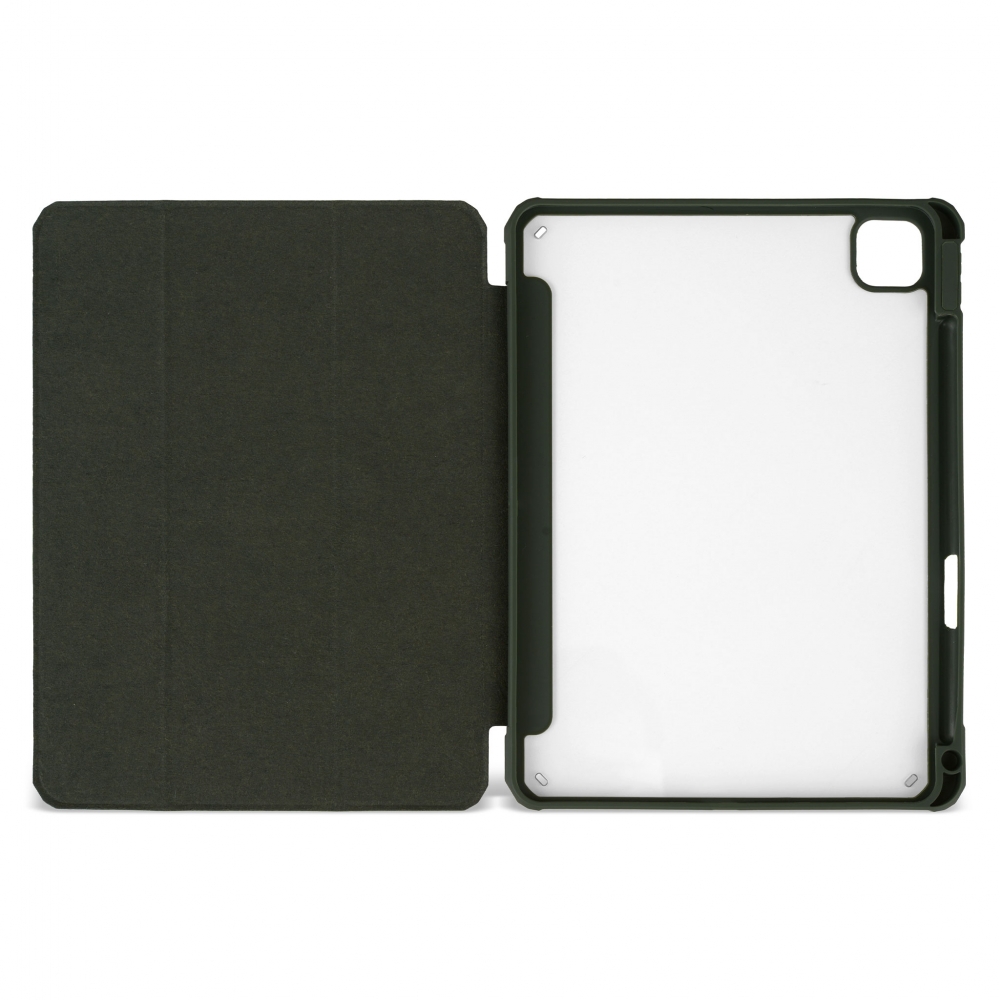 Husă magnetică cu spate acrilic, colțuri întărite și suport Stylus iPad Pro 11 2020, Army Green