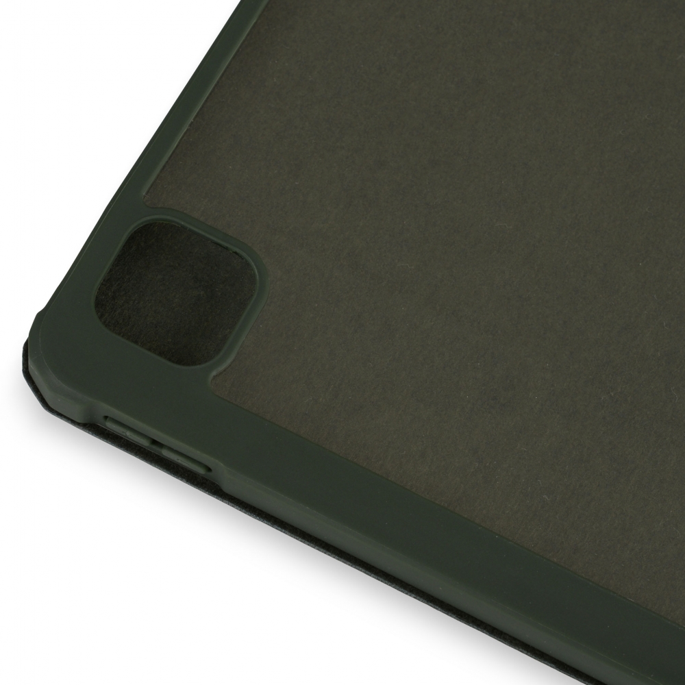 Husă magnetică cu spate acrilic, colțuri întărite și suport Stylus iPad Pro 11 2020, Army Green
