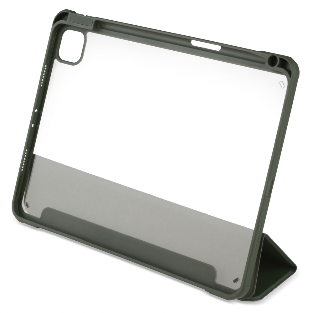 Husă magnetică cu spate acrilic, colțuri întărite și suport Stylus iPad Pro 11 (2021) Army Green