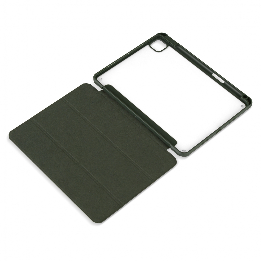 Husă magnetică cu spate acrilic, colțuri întărite și suport Stylus iPad Pro 11 (2021) Army Green