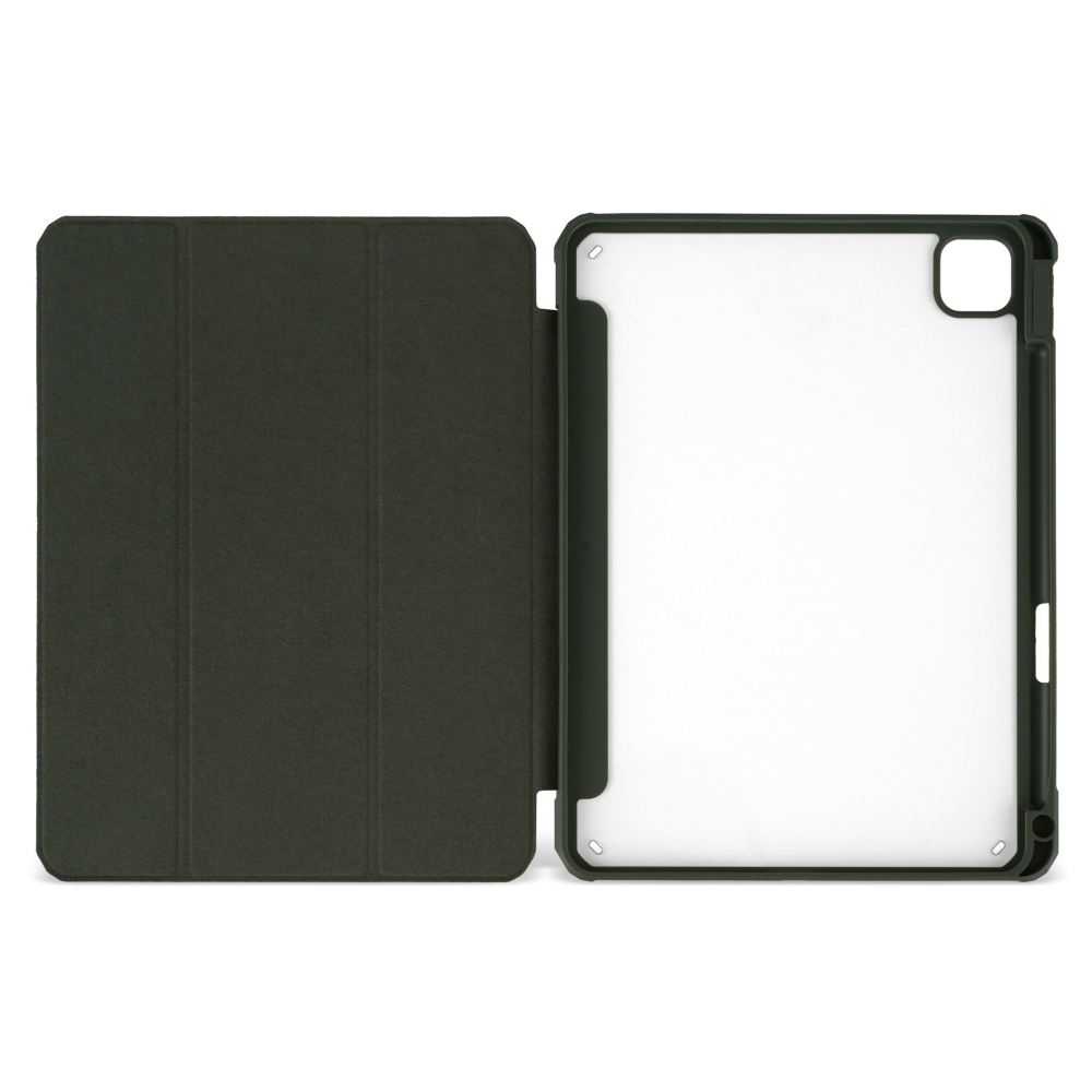 Husă magnetică cu spate acrilic, colțuri întărite și suport Stylus iPad Pro 11 (2021) Army Green