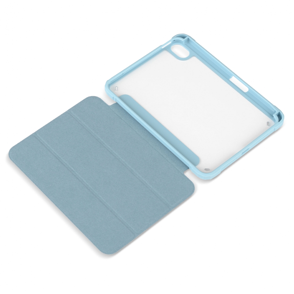 Husă magnetică cu spate acrilic, colțuri întărite și suport Stylus iPad mini 6, Haze Blue