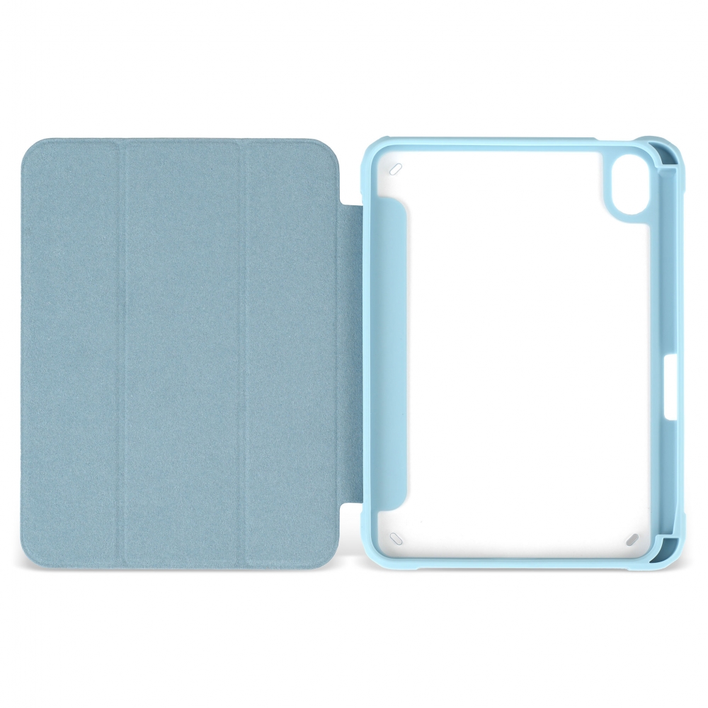 Husă magnetică cu spate acrilic, colțuri întărite și suport Stylus iPad mini 6, Haze Blue