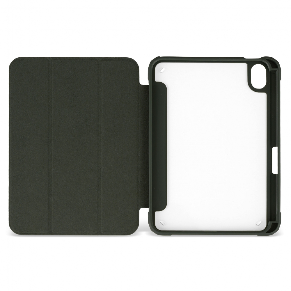 Husă magnetică cu spate acrilic, colțuri întărite și suport Stylus iPad mini 6, Army Green