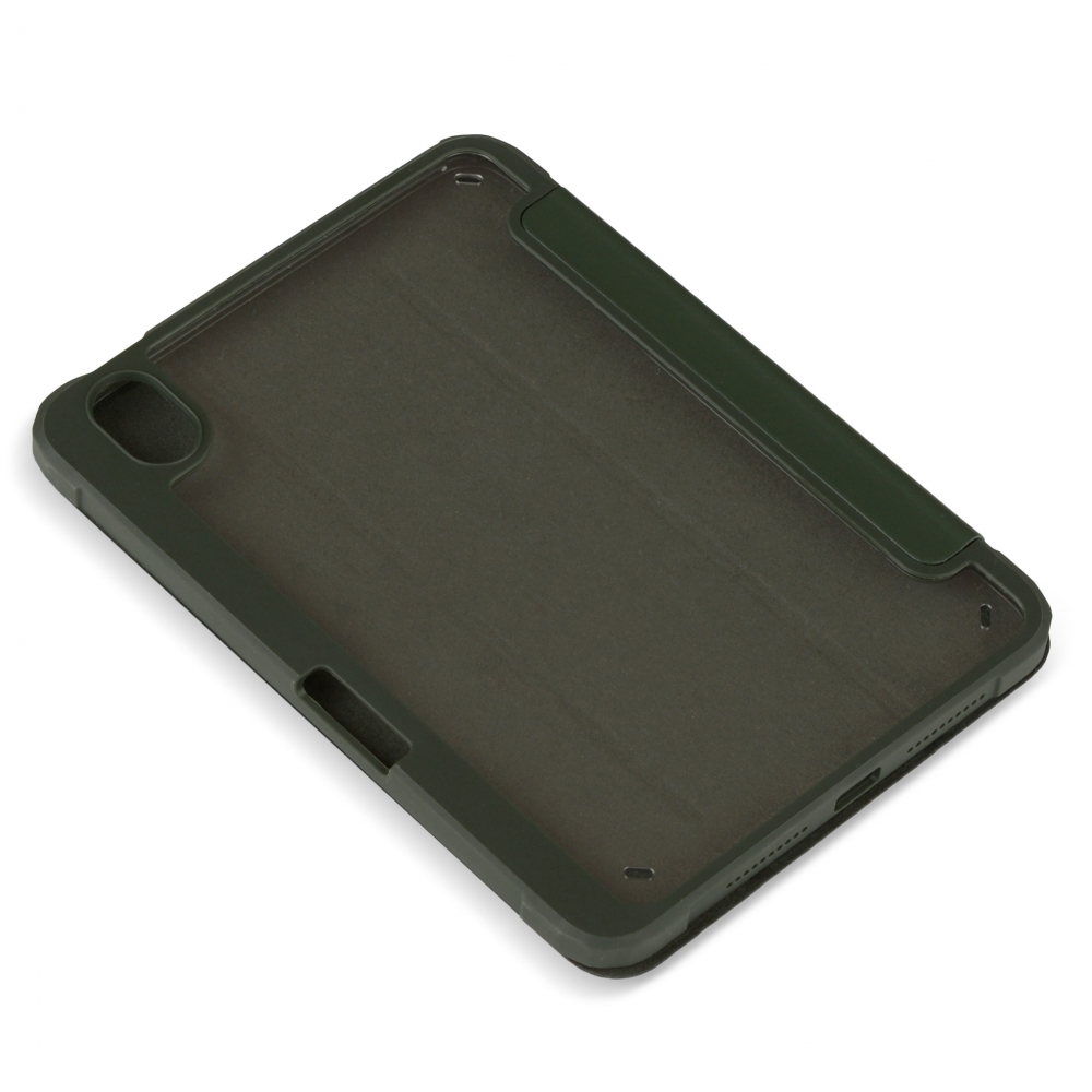 Husă magnetică cu spate acrilic, colțuri întărite și suport Stylus iPad mini 6, Army Green