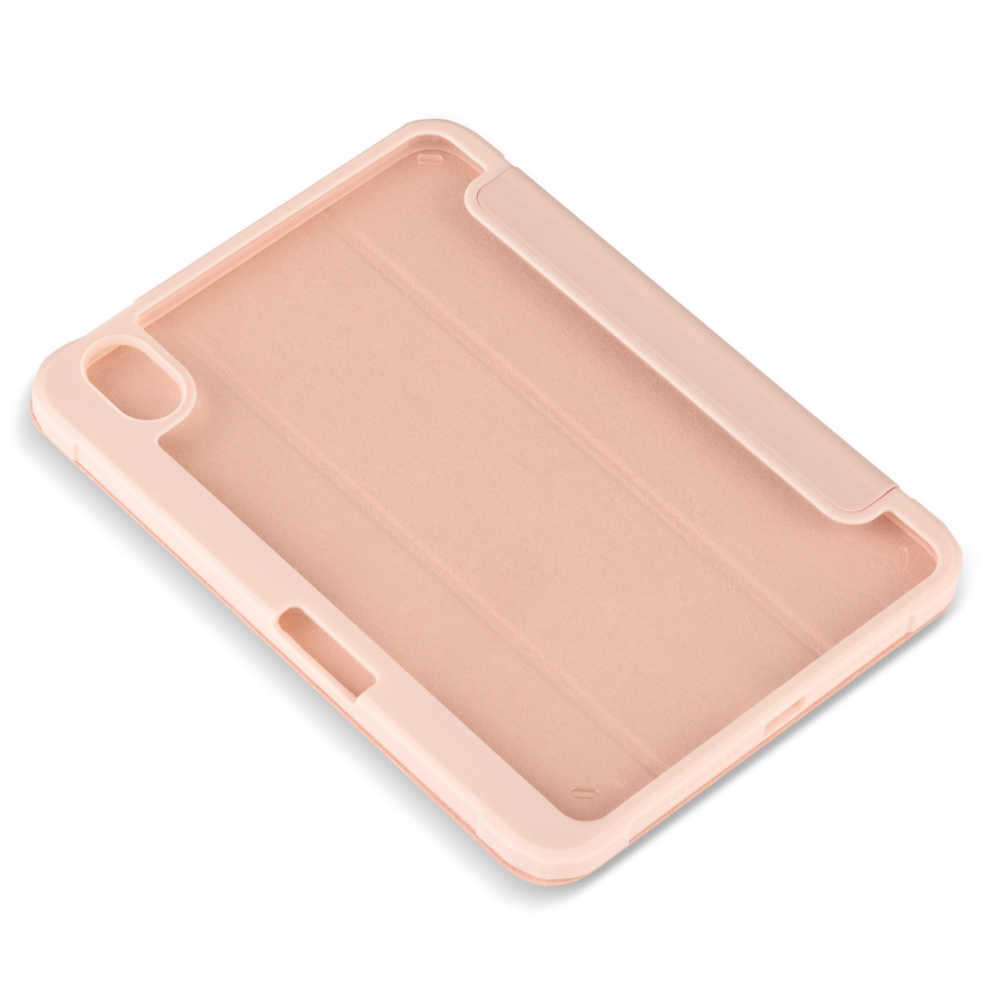 Husă magnetică cu spate acrilic, colțuri întărite și suport Stylus iPad mini 6, Roz