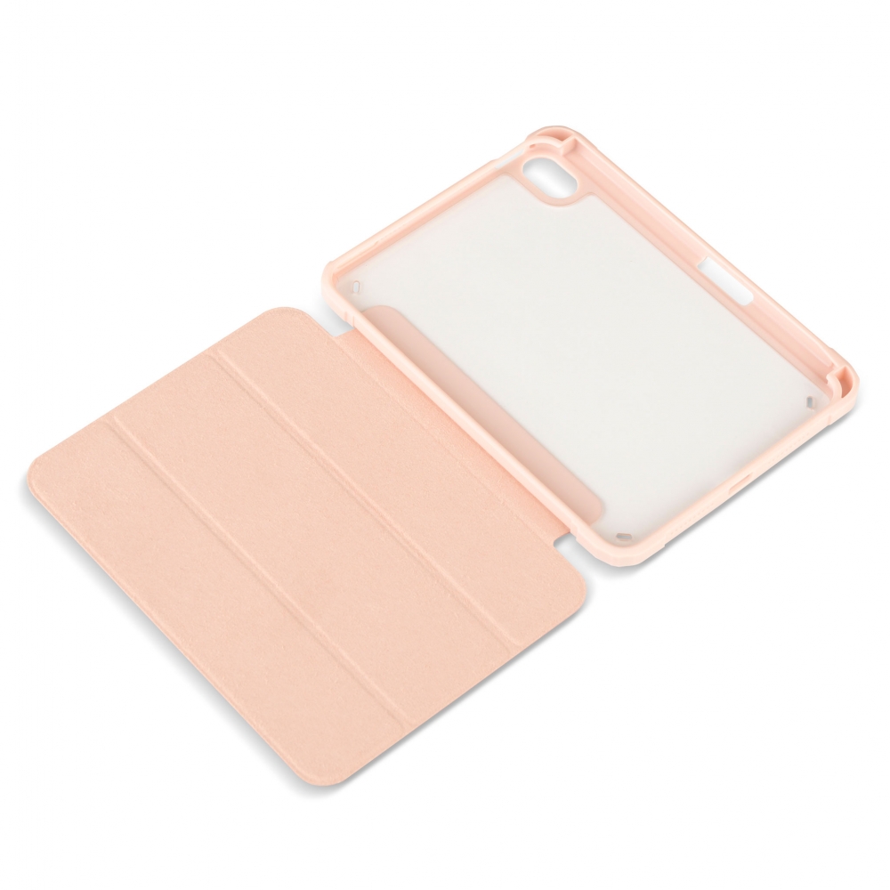 Husă magnetică cu spate acrilic, colțuri întărite și suport Stylus iPad mini 6, Roz