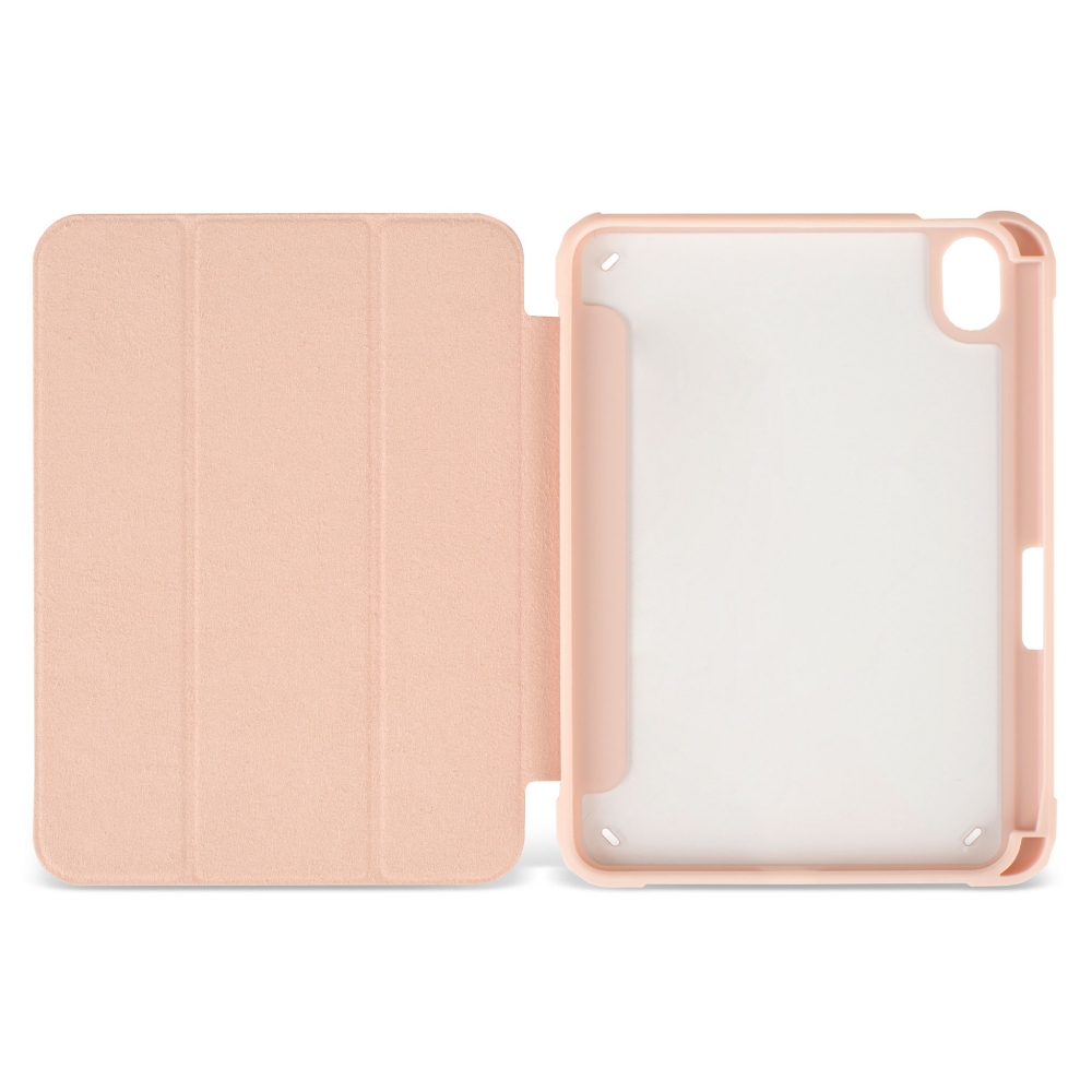 Husă magnetică cu spate acrilic, colțuri întărite și suport Stylus iPad mini 6, Roz