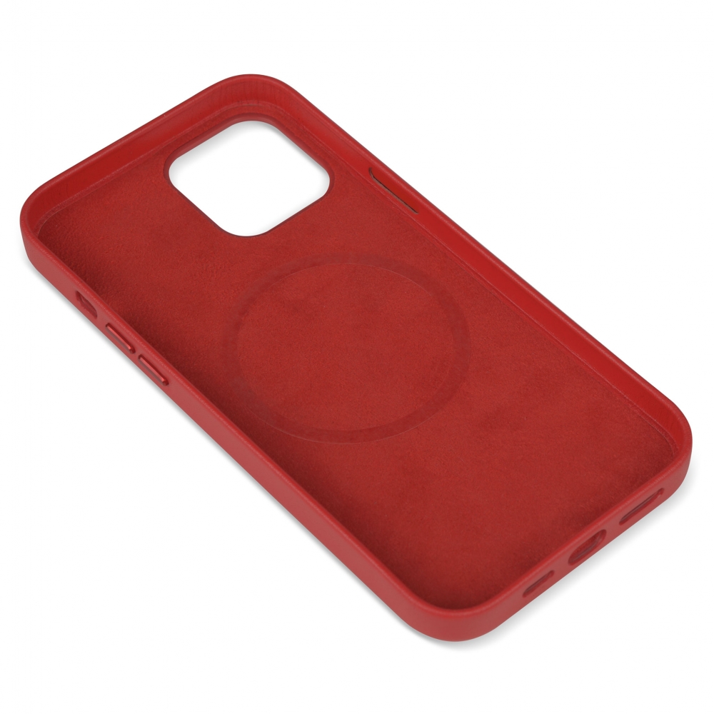 Husă protecție MagSafe din piele iPhone 12 Pro Max - Roșu