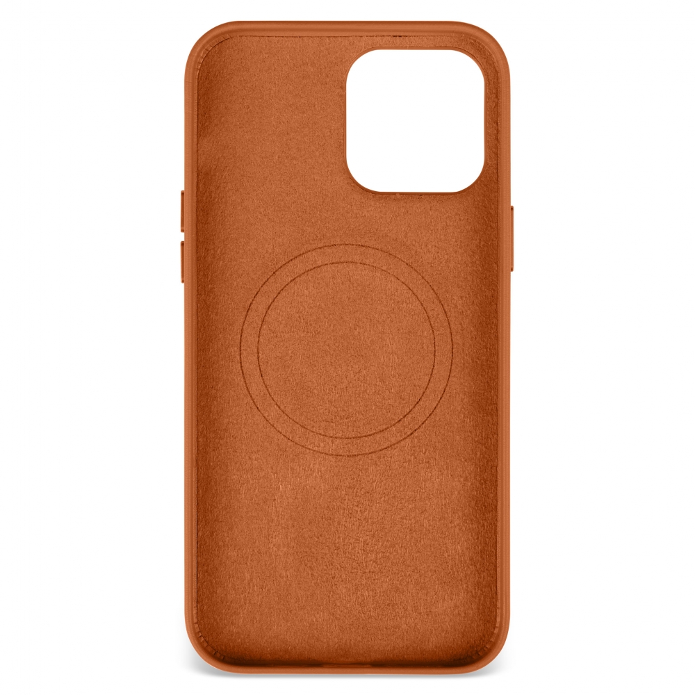Husă din piele naturală cu MagSafe Apple iPhone 13 Pro Max, Maro