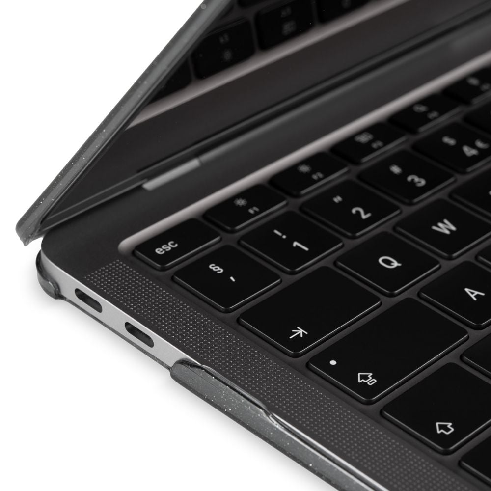 Carcasa de protectie pentru MacBook Pro M1 M2 14-inch A2442, A2779 - Negru Transparent cu sclipici