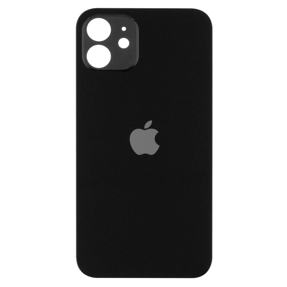 Sticla spate compatibila iPhone 12 Black Big Hole