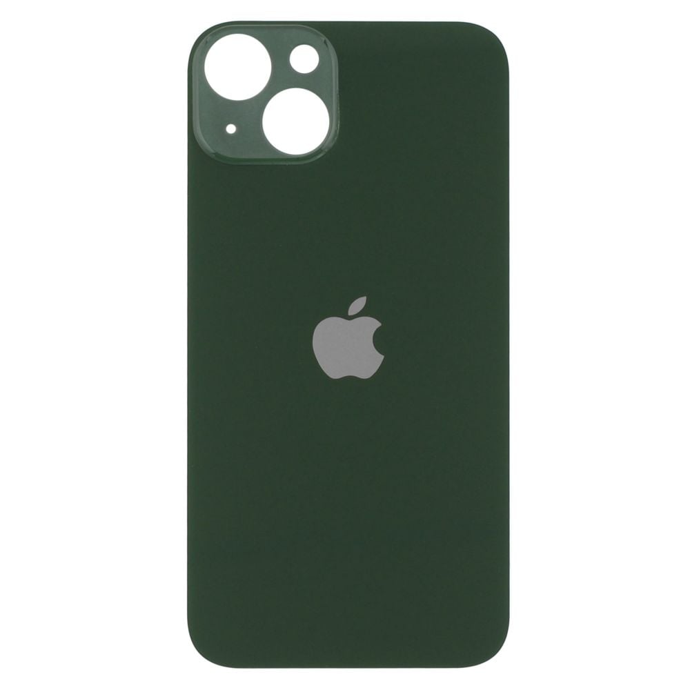 Sticla spate compatibila iPhone 13 Green Big Hole