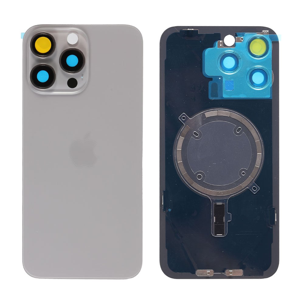 Capac spate sticla cu magnet fara NFC iPhone 15 Pro Max Natural Titanium