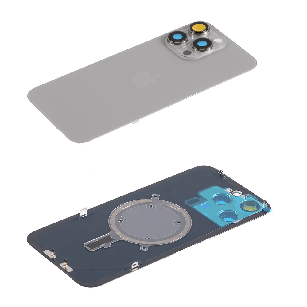 Capac spate sticla cu magnet fara NFC iPhone 15 Pro Max Natural Titanium
