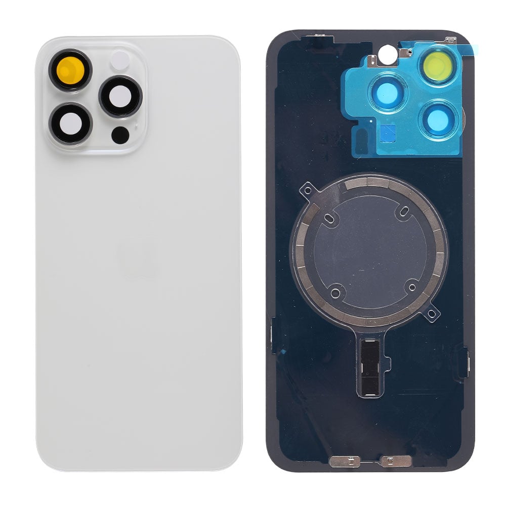 Capac spate sticla cu magnet fara NFC iPhone 15 Pro Max White Titanium