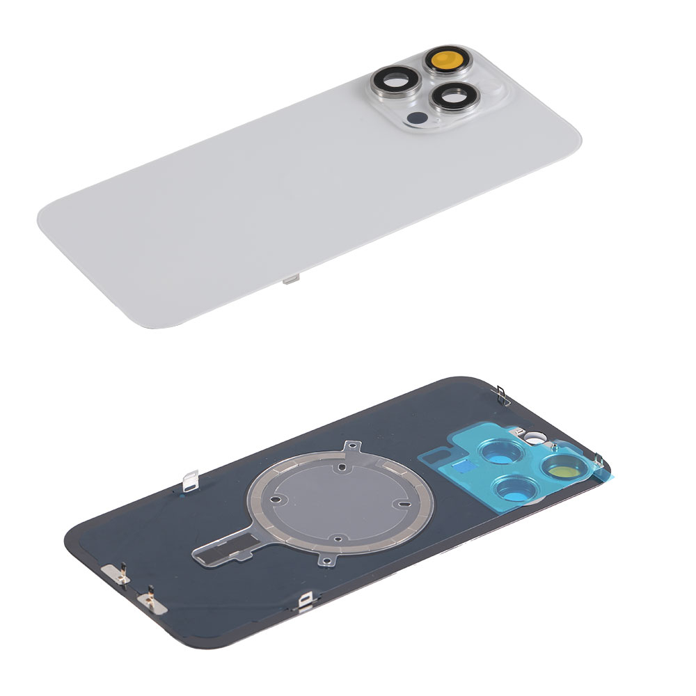 Capac spate sticla cu magnet fara NFC iPhone 15 Pro Max White Titanium