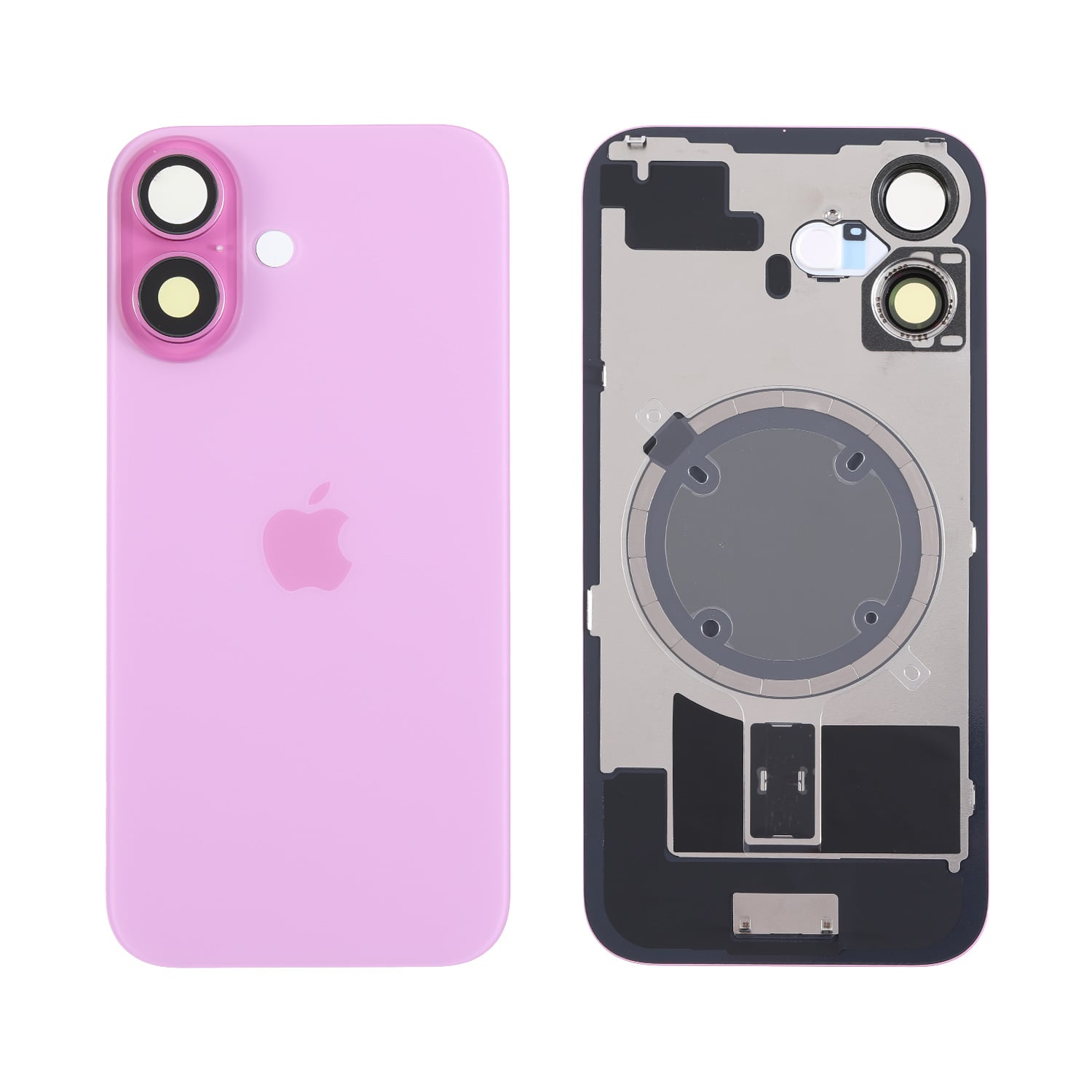 Capac spate sticla iPhone 16 cu magnet, fara NFC, culoare Pink