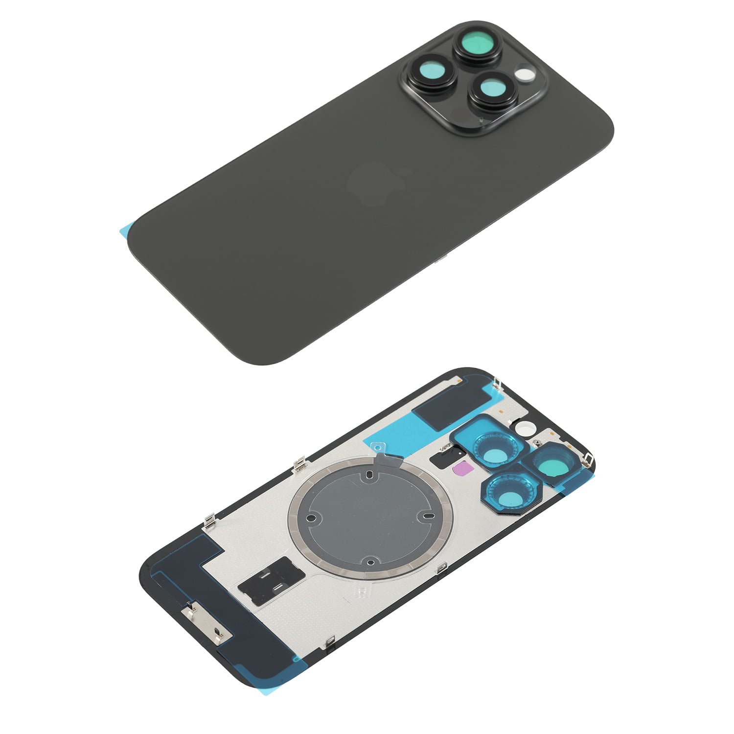 Capac spate sticla iPhone 16 Pro cu magnet, fara NFC, culoare Black Titanium